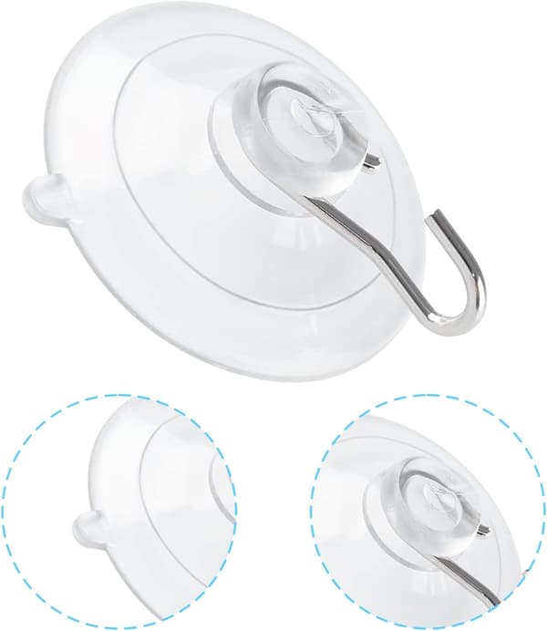 12 stycken krokar med sugkoppar. 4,5 cm (1,77 tum)