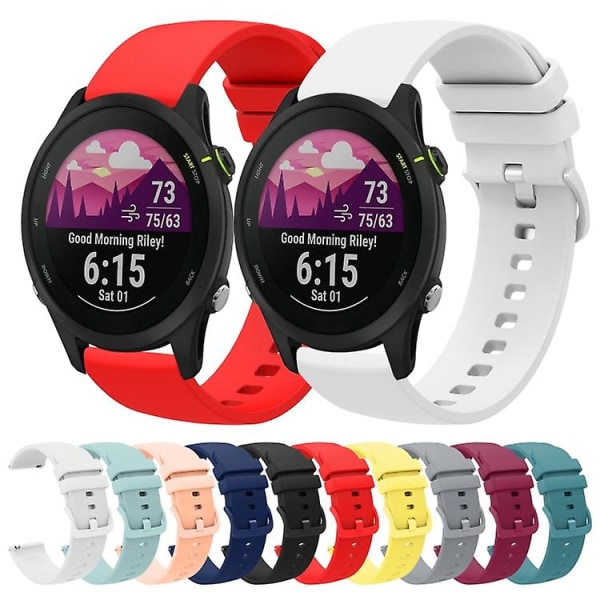 Til Garmin Forerunner 255s 18mm ensfarvet blød silikone urrem White