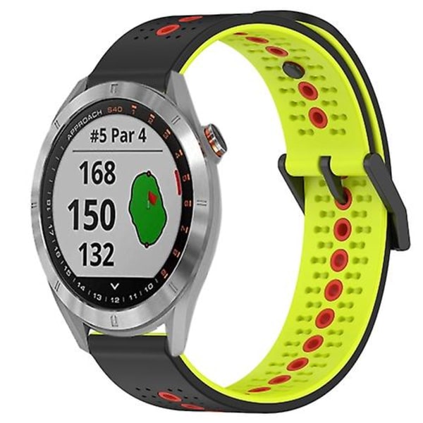 För Garmin Approach S40 20mm Tricolor Andningsbart watch Black-Lime-Red