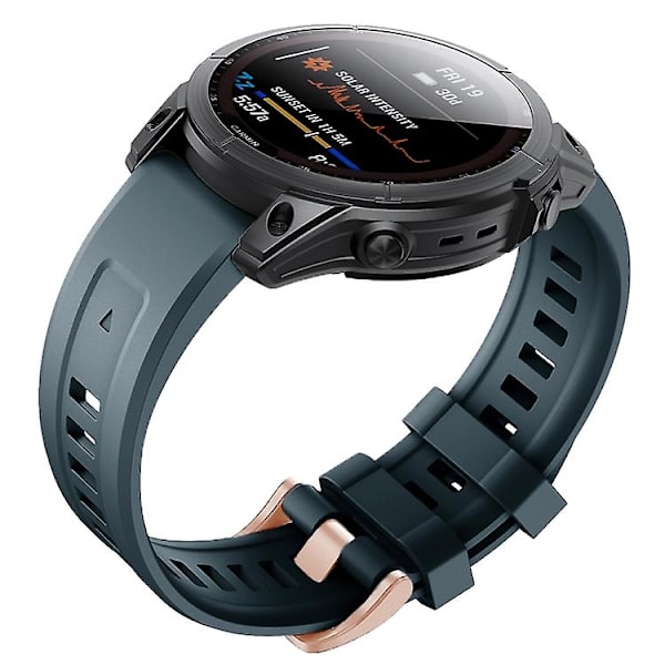 For Garmin Fenix ​​7s Silikon Rose Gold Spenne Klokkebånd Navy Blue