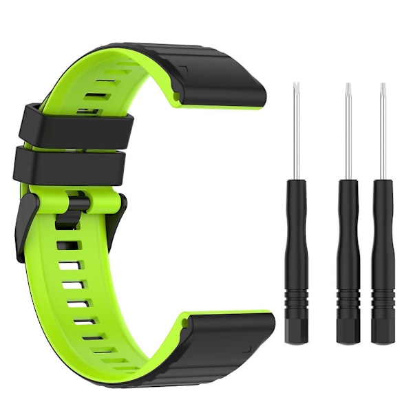 Silikonarmband för Garmin Fenix 7 22mm Black Lime Green