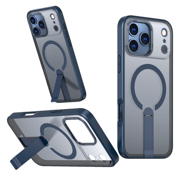 Magsafe-deksel for iPhone 17 Pro med sammenleggbart stativ, blå