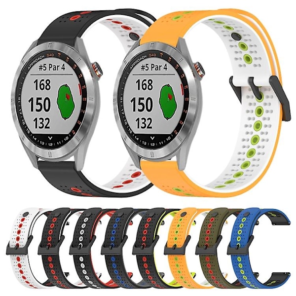 För Garmin Approach S40 20mm Tricolor Andningsbart watch Black-Lime-Red