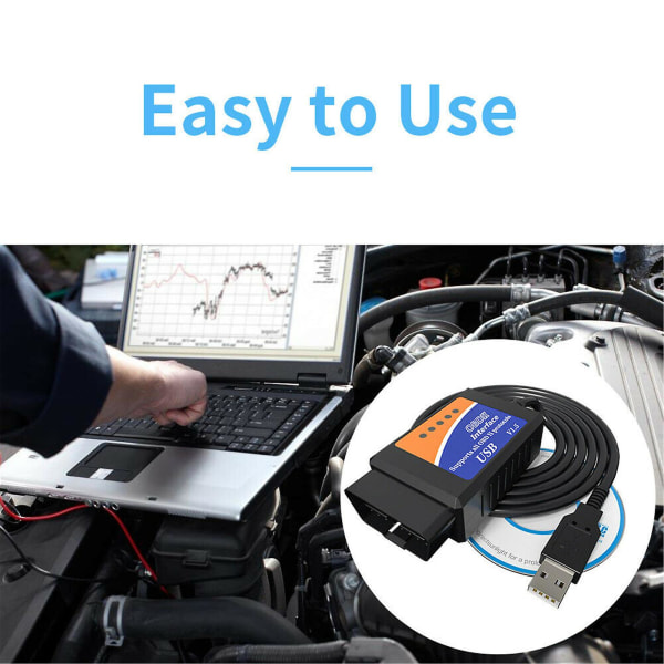 Elm327 USB Interface Obd2 Auton diagnostiikkaskannerin kaapeli Windows PC-tietokoneeseen
