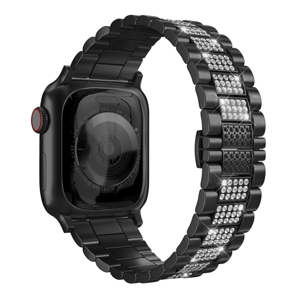 Metall diamantrem kompatibel for Apple Watch 49 mm 45 mm 44 mm 42 mm 41 mm 40 mm erstatningsarmbåndsrem for Iwatch 8 7 6 5 4 3se Black For 42mm 44mm 45mm