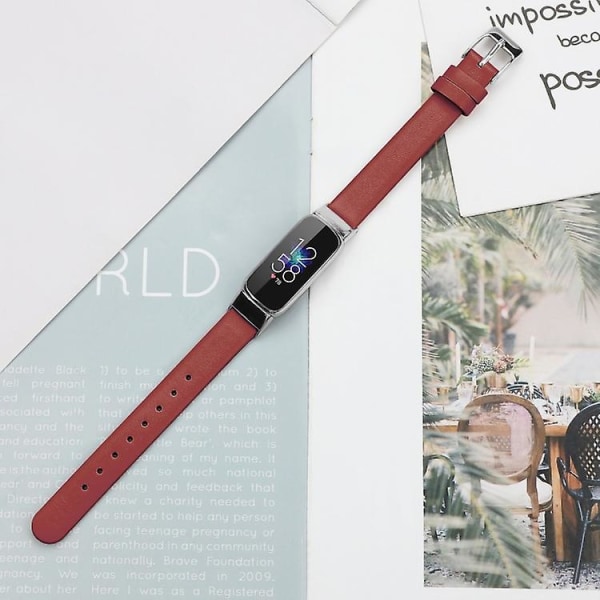 For Fitbit Luxe Leather Watch Band Red