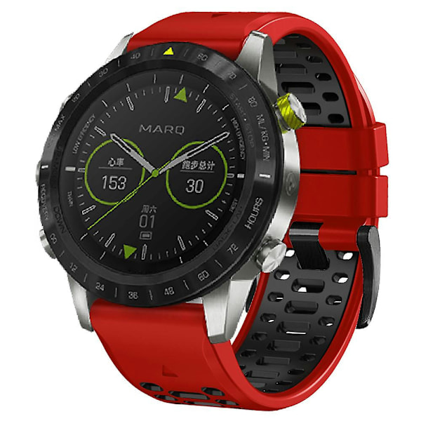 Silikonarmband för Garmin Fenix 7/ 7 Pro 22mm Tvåfärgad med 3 rader hål Red Black