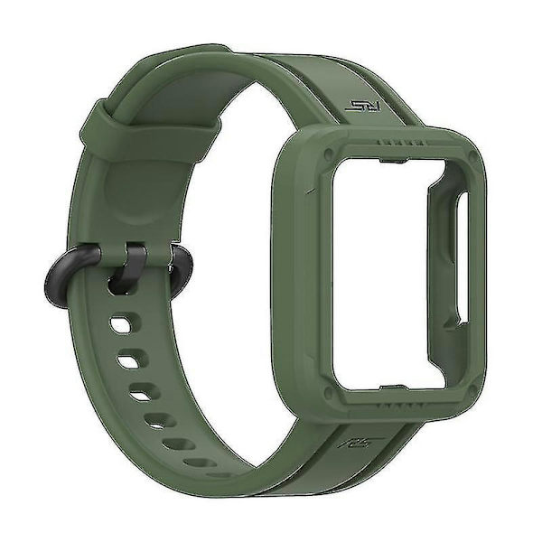 Xiaomi Redmi Watch/redmi Watch 2/mi Watch Lite/mi Watch Lite 2 älykellohihna pehmeä silikoni ranneke kellokuorella 1 Blackish green