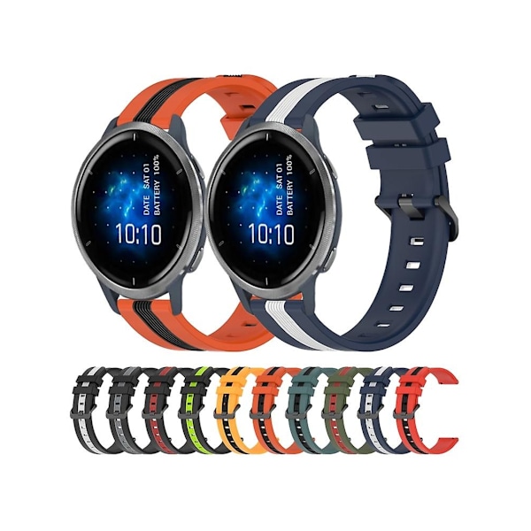 Rem til Garmin Venu 2 22Mm To-farvet lodret silikoneurrem orange-sort