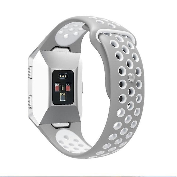 For Fitbit Ionic pustende tofarget silikonklokkerem Grey White