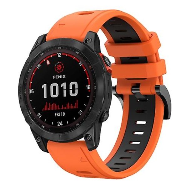 Garmin Fenix ​​7 Solar 22 mm:n kaksivärinen urheilusilikoninen watch Orange-Black