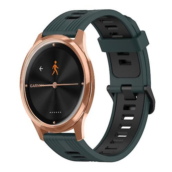För Garmin Move Luxe 20 mm vertikalt mönster tvåfärgat watch Olive Green - Black