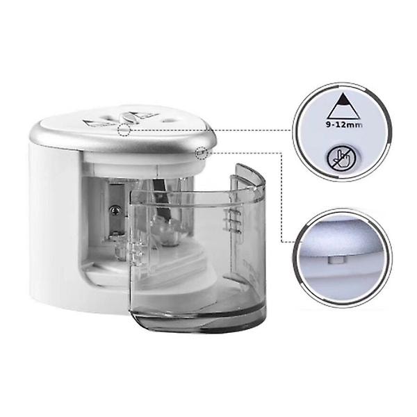 Automatisk tegneblyantspidser Pen Sharpener To-huls elektrisk switch blyantspidser Stationery Home Office Skoleartikler Silver