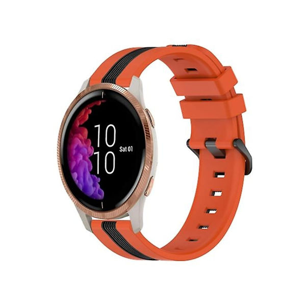 Rem for Garmin Venu 20Mm To-farget Vertikal Silikonklokke Rem Oransje-Svart