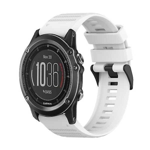 Til Garmin Fenix ​​3 Hr 26 mm horisontal tekstur silikone urrem med værktøj til fjernelse White