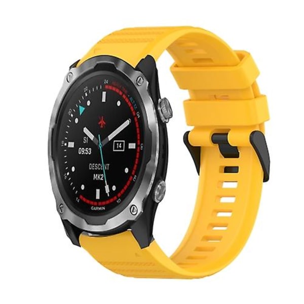 For Garmin Descent Mk 2 26 mm horisontal tekstur silikonklokkerem med fjerningsverktøy Yellow