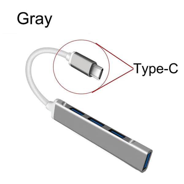 USB till Type C-adapter USB C HUB 3.0 Type C 4-portars multidelare adapter OTG för Lenovo Macbook PC-dator bärbar dator tillbehör Type-C Gray