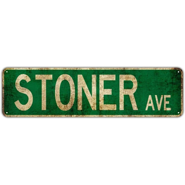 Stoner Avenue Gatuskylt - Vintage Rustik Retro Plåtskylt (4x16 tum)