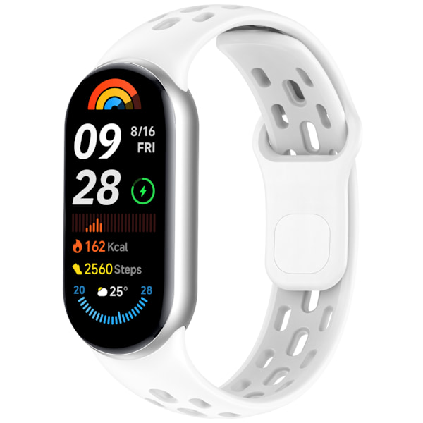 Smartklokkerem for Xiaomi Band 9/Xiaomi Band 8 Pustende silikonrem (Hvit)