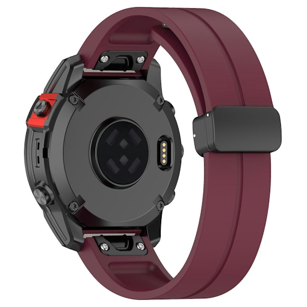 Svart spenne 22mm silikon klokkestropp for Garmin Fenix 7/forerunner 965/955/945/935 Wine Red