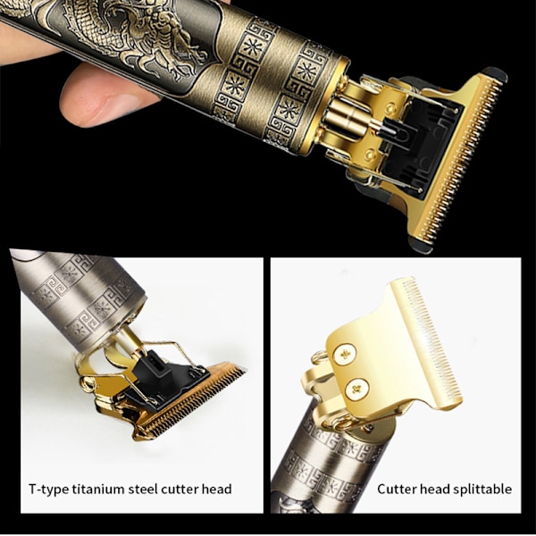 T9 USB Elektrisk hårklippemaskin Oppladbar hårklipper Barbermaskin Trimmer For menn Barber Profesjonell skjeggtrimmer gold
