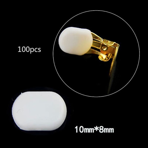 100stk klare øredobber puter silikon komfort øredobber for klips på øredobber C 10mm*8mm