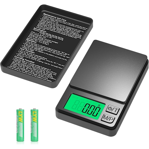 Digital lommeskala 500g x 0,01g Bærbar presisjonsgram skala Smykkeskala