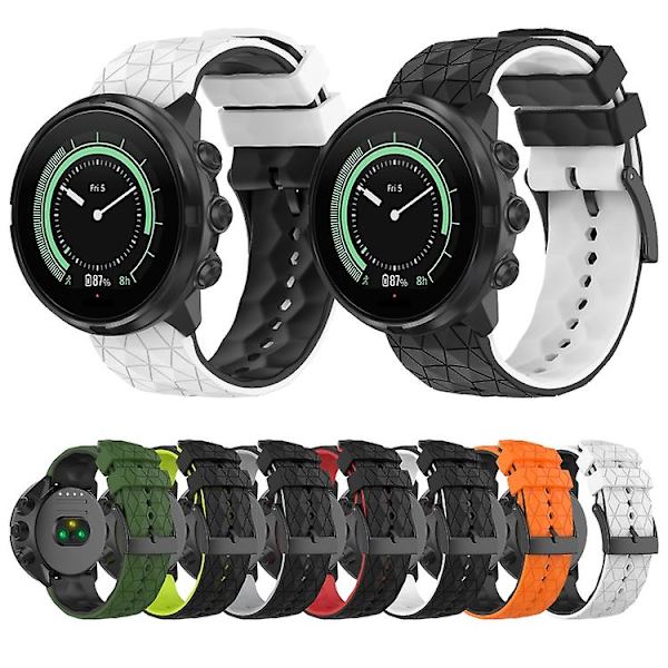 For Suunto 9 24 mm silikonklokkerem i blandede farger Black-Grey