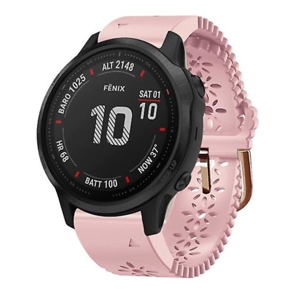 Til Garmin Fenix ​​6s Pro 20mm Lady's Silikone Urbånd med Lace Punch Pink