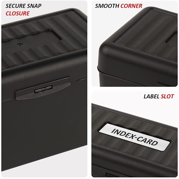 Kortholder 3x5, Indeks Card Box Organizer Case, 3x5 Flash Note Card Holder, 300 Card Capacity Box, 3 pakker (rød/grøn/gul)