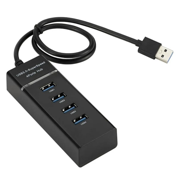 4 portar USB 3.0 hub splitter höghastighetshubb höghastighets multiexpansion för stationär PC bärbar datoradapter usb 3.0 Hub Black