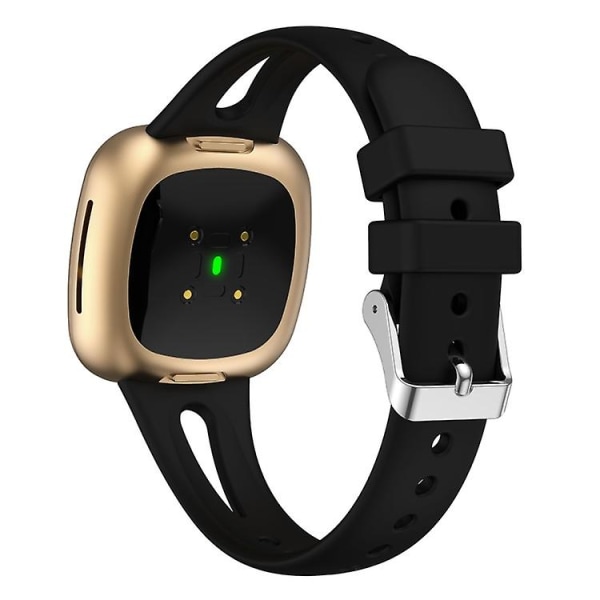 Til Fitbit Versa 3/4 Vanddråbe slankt silikone urbånd Black
