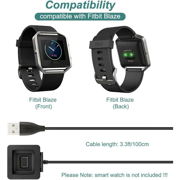 Laddare för Fitbit Blaze, ersättningsladdningskabel, dockningsadapter, USB-kabel för smartklocka