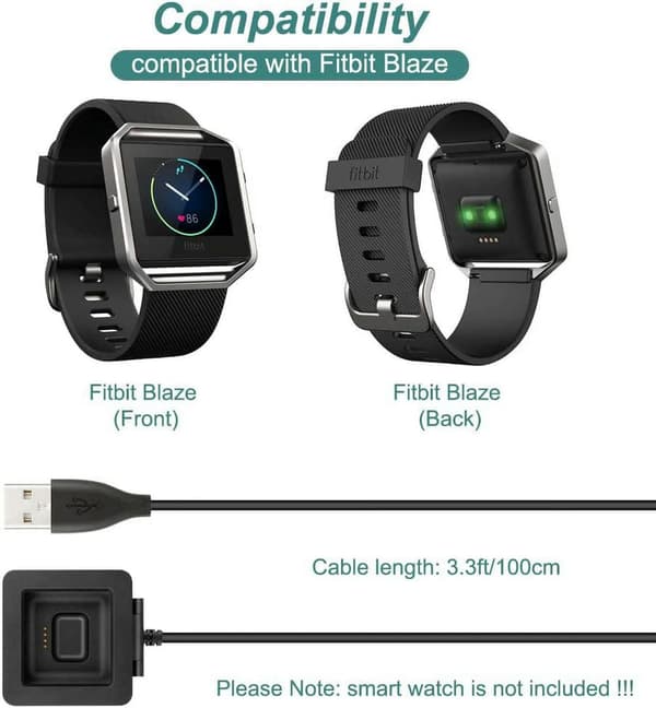 Oplader til Fitbit Blaze, erstatningsopladningskabel, dokadapter, USB-kabel til smartwatch