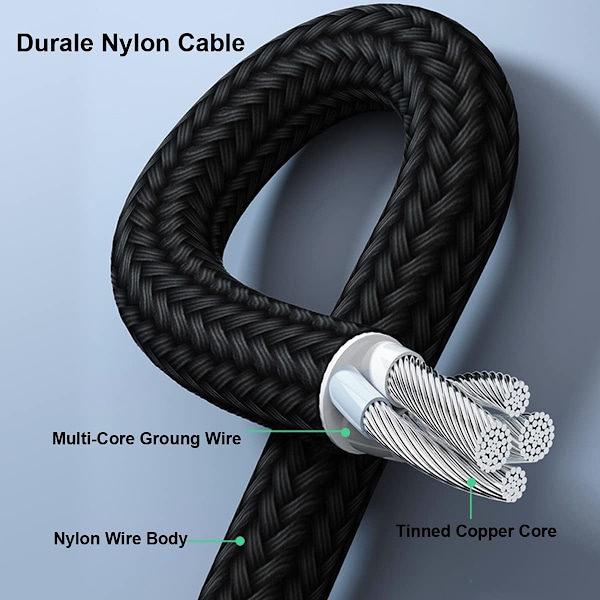 Dobbel USB C Multi Ladekabel Dobbel 1,2 meter Lang Kabel Multi USB Kabel