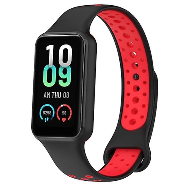 Til Amazfit Band 7 Loop To-farvet åndbart silikone urbånd Black-Red