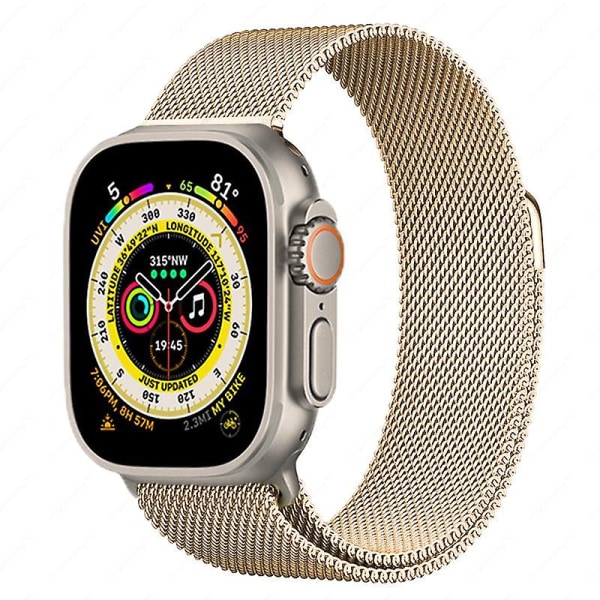 Metalrem til Apple Watch 8 7 45 mm 41 mm Ultra 49 mm åndbart Milanese erstatningsbånd til Iwatch 6 5 4 3 2 Se 44 ​​mm 42 mm 40 mm Rose gold For 38mm 40mm 41mm