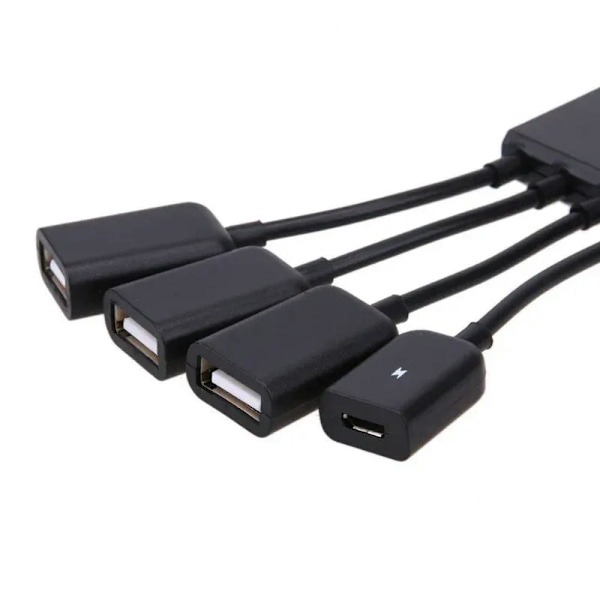 Feylan Type-C 3.1 4-in-1 Micro USB -keskitin OTG-kaapeli jatkopala sovitin Android Samsung -tabletille virtalähteellä Black