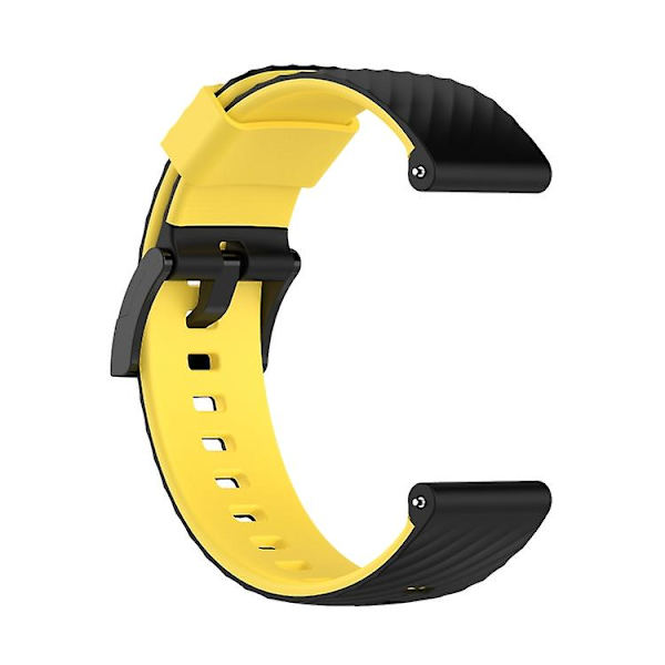 Til Suunto 7 24 mm tofarvet silikone urrem Black Yellow