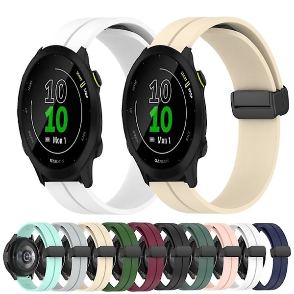 Til Garmin Forerunner 55 20mm Solid Color Magnetic Clasp Silikone urrem Wine Red
