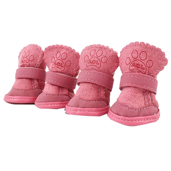 Hunder Vinter Varme Sko Søte Hunde Boots Snø Gåing Valp Sneakers Pink 0.5-1kg