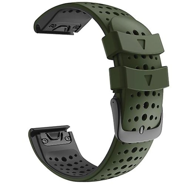 For Garmin Fenix ​​7 Tofarget silikon med runde hull med hurtigutløserklokke Army Green Black
