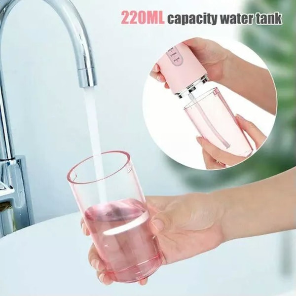Oral IrrigatorWater Jet Floss 4 Jet Tip 220Ml 3 Modes Pink