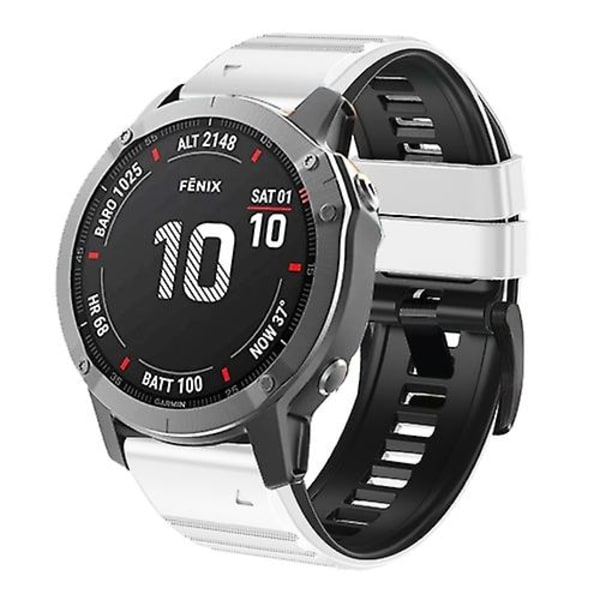 För Garmin Fenix ​​7/7x/6/6x/5/5x 22mm tvåfärgs watch White Black