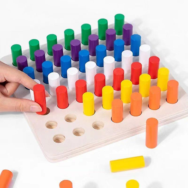 Puinen lajittelulelu pinoamispeli Värilliset geometriset palikat Montessori aistihavaintolelu 49pcs