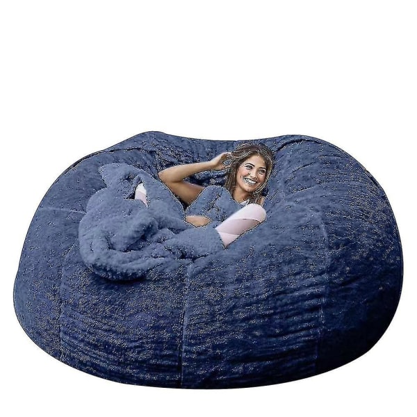 Lazy Sofa Bean Bag Konstgjord päls Bean Bag Bönsoffa navy 135cm*65cm