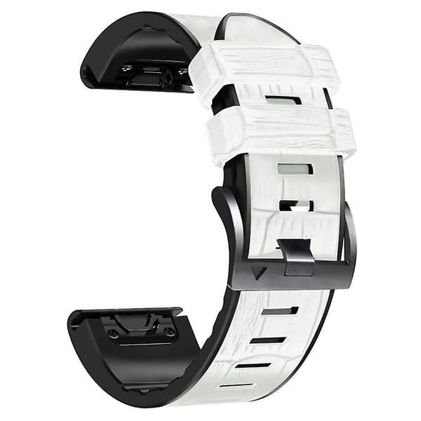 Til Garmin Fenix ​​7/6/5 Crocodile Texture Silikone læderurrem White