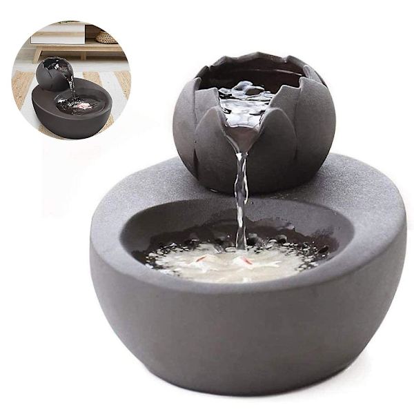 Cat Fountain Keramisk Pet Water Dispenser - Lotus Vertical Cat Drinking Fountain - Automatic Circulat