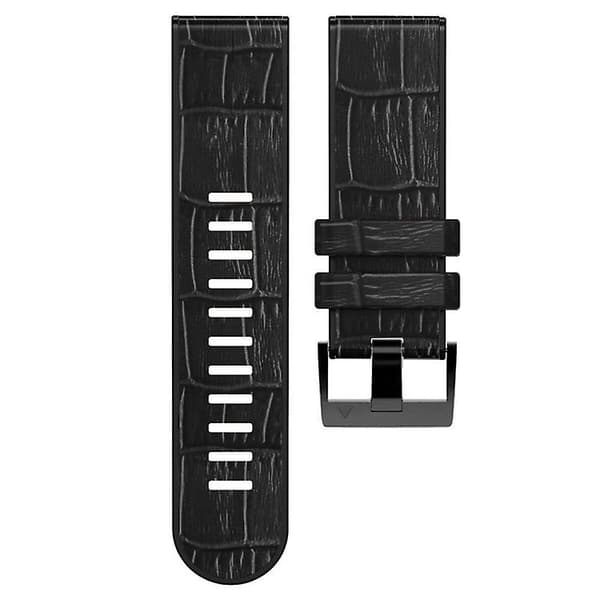 Til Garmin Fenix ​​7/6 Pro/5 Plus 22 mm Crocodile Texture Silikone læderurrem Black