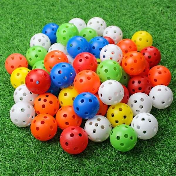 Träningsgolfbollar Set - Färgglada Perforerade Plastgolfbollar för Svingträning